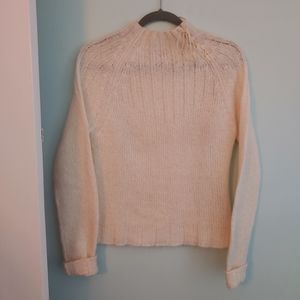 UnionBay sweater cream leather tie at neck S